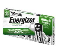 Energizer Recharge Power Plus - Batterie Ricaricabili AAA (Confezione da 8) - Pile 700 mAh NiMH - pronte all'uso - potenza di lunga durata - 100% imballaggio riciclabile privo di plastica