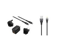 ENERGIZER - Set di 1 caricabatterie rapido USB-A e USB-C da 38 W con cavo e 3 prese incluse (EU/US/UK) + 1 cavo MFI Apple