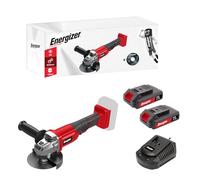 Energizer - Smerigliatrice angolare senza fili 20 V - 125 mm - 2 batterie 20 V 2 AH + caricatore rapido - Uso su metallo, pietra, cemento, cemento e marmo - Impugnatura morbida e ausiliaria - 1 disco