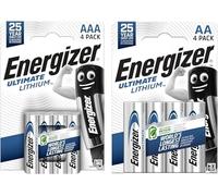 Energizer Ultimate Lithium AA e AAA (Confezione da 8) Pile 1,5V - Le batterie AA di più lunga durata al mondo - 25 anni di conservazione - 100% imballaggio riciclabile privo di plastica