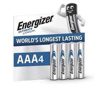Energizer Ultimate Lithium AAA (Confezione da 4) Pile 1,5V - Le batterie AAA di più lunga durata al mondo - 25 anni di conservazione - 100% imballaggio riciclabile privo di plastica