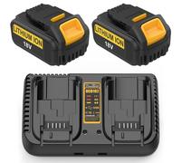 Energup 2 Pezzi 18V 5.0Ah Batteria con Caricabatteria DCB102 per Dewalt 18V Batt