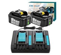 Energup 2 x 18V 5.0Ah Batteria + Caricabatterie per Makita Batteria 18V | Compatibile con BL1850B BL1850 BL1840 BL1830 BL1820 BL1815 BL1860 e Caricabatterie DC18RC DC18RD