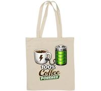 Energy Boost Symbolized by Coffee and Battery - Borsa tote in cotone naturale, colore: Bianco