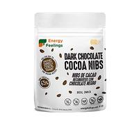 Energy Feelings Nibs di cacao ricoperti di cioccolato fondente | Doypack | Alimento dalle grandi proprietà per il corpo | Nibs di cacao ricoperti di cioccolato | 200g