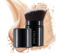 ENERGY Kabuki - Pennello da viaggio retrattile per fondotinta in polvere e fondotinta pressato, per sfumare fard e cipria, lucidante liquido, bronzer, sintetico cruelty-free, con copertura (nero)