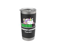 Energy Loading Please Wait, simpatico unicorno addormentato Bicchiere termico in acciaio inox doppia parete