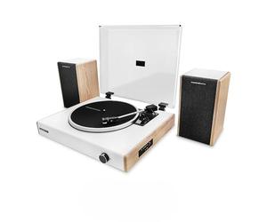 Energy Sistem Spin Giradischi Vinili Bluetooth Vintage Lettore LP 33 45 78 Giri Con Casse Integrate Altoparlanti 40W USB RCA Encoder Auto Stop Ago Magnetico Cartuccia Bambù Piatto Feltro (Legno)