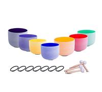 ENERGYSOUND 432 Hz Chakra Tuned Set di 7 Ciotole di cristallo smerigliato al quarzo colorato 7-12 pollici (18-30 cm)
