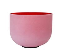 ENERGYSOUND Campana tibetana in cristallo di quarzo 440 Hz, chakra della radice, rosso, satinato, 30 cm, per guarigione del suono e meditazione yoga