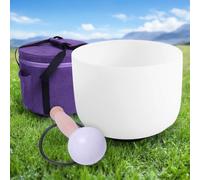 ENERGYSOUND Campana tibetana in cristallo di quarzo smerigliato, 432 Hz, chakra del terzo occhio, 20 cm + borsa per il trasporto martello e O-ring inclusi
