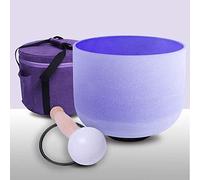 ENERGYSOUND - Ciotola da 20 cm con corona B 432 Hz, colore viola con cristallo di quarzo smerigliato e borsa per il trasporto, per meditazione chakra e guarigione del suono.