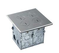 Enerlites 705549-c Floor box kit, 2 Gang 20 A Tamper/Weather Resistant Duplex Receptacles, UL - ottone, argento, 975510-SS 2400.00W, 125V