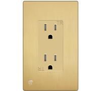 ENERLITES Elite Series 61501-TR-GDWBP - Presa decorativa per bambini, antimanomissione, autofondante, grado residenziale, 15 A 125 V, certificato UL, piastra da parete inclusa, 61501-TR-GDWBP, oro