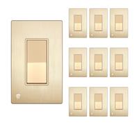 ENERLITES Elite Series Decorator Rocker Light Switch, 15A 120V/277V, Single Pole, Grounding Screw, Residential Grade, UL Listed, Brushed Wall Plates Included, 91150-GDWBP-10PCS, Gold Color (10 pezzi)