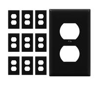 ENERLITES Piastra da parete per presa duplex, dimensioni 1 banda 11,4 x 7 cm, in policarbonato termoplastico infrangibile, certificazione UL, 8821-BK-10 pezzi, nero (confezione da 10)