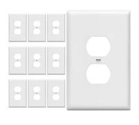 ENERLITES Piastra da parete per presa duplex, oversize, 14 x 8,9 cm, policarbonato termoplastico, 8821O-W-10 pezzi, bianco (confezione da 10), 10 pezzi