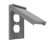 ENERLITES Piastra da parete verticale duplex resistente alle intemperie, copertura per presa elettrica esterna, dimensioni standard 1 banda 12,3 x 7,2 cm, termoplastica, 8821-WPV-GY, grigio