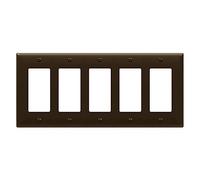 ENERLITES Placca da parete decorativa per interruttore o presa di corrente con finitura lucida, dimensioni 5 moduli 11,4 x 25,5 cm, termoplastica infrangibile in policarbonato, elenco UL, 8835-BR, marrone