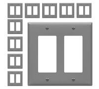 ENERLITES Placca da parete decorativa per interruttore o presa di corrente, dimensioni 2 gang 11,4 x 11,6 cm, in policarbonato termoplastico infrangibile, certificazione UL, 8832-GR-10 pezzi, grigio