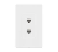 ENERLITES Placca da parete senza viti con 2 moduli jack Keystone CAT6 RJ45, per voce/dati e multimediali audio/video, dimensioni standard 11,9 x 7,4 cm, SI8872C2-W, bianco