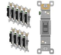 ENERLITES Toggle Light Switch, Single Pole, 15A 120-277V, Grounding Screw, Residential Grade, UL Listed, 88115-GR-10PCS, Gray (10 Pack), 10 Count