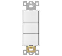 ENERLITES Triple Paddle Rocker Combination Decorator Switch, Ground terminal, Clamp-Type Back Insert Wiring, Copper Only, Single Pole, Residential Grade, 15A 120V-277V, 62755-W, White