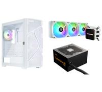 Enermax MarbleShell Mesh MS31 Snow White ARGB Midi Tower Case PC da gioco & CYBERBRON III 750 Watt 80 Plus Bronze Alimentatore di rete e raffreddamento ad acqua LIQMAX III 360 Bianco Bundle; 31WW-750N