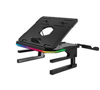 Enermax Supporto per rialzo ergonomico per PC portatile/monitor girevole RGB 360° pieghevole, installare fino a 3 dispositivi, carico massimo 10 kg ELS001 nero