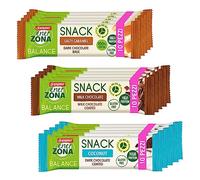 Enervit, Enerzona Protein Snack 40-30-30 Variety Pack 10pz Cioccolato al Latte + 10pz Cocco + 10pz Caramello, Barrette Proteica per Dieta a Zona con Proteine del Latte e Fibre Senza Olio di Palma