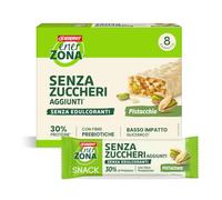 Enervit, Enerzona Snack Pistacchio e Cioccolato Bianco, 8 Barrette da 27g | Barrette Proteiche con 26g di Proteine e 32g Fibre per 100g, Senza Glutine, Ideali per uno Spuntino Proteico