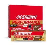 Enervit, Performance Bar Cocoa, Barrette Energetiche, 32g di Carboidrati, 20% di Proteine, Gusto Cacao, Per Attività Sportiva di Lunga Durata ed Endurance, Senza Glutine, 12 Barrette da 60g