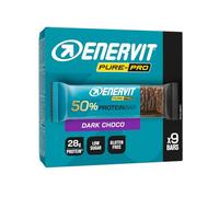 Enervit Pure-Pro Protein Bar 50% Dark Choco, Barrette Proteiche Senza Zucchero e Senza Glutine, Snack Proteici con 28g Proteine, Post Workout Intensi, Gusto Cioccolato Fondente, 9 Barrette da 55g
