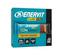 Enervit Pure-Pro Protein Bar 50% Salted Caramel, Barrette Proteiche Senza Zucchero e Senza Glutine, Snack Proteici con 28g Proteine, Post Workout intensi, Ripieno Gusto Caramello, 9 Barrette da 55g