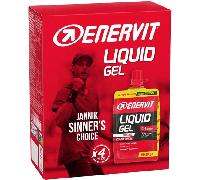 Enervit, Liquid Gel Agrumi con Caffeina, Gel Energetico, 25mg di Caffeina, Per Sport ad Alta Intensità, 30g di Carboidrati, Tappo Richiudibile, Gusto Agrumi, VeganOK, Senza Glutine, 4 Pack da 60ml