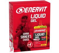 Enervit, Liquid Gel Agrumi con Caffeina, Gel Energetico, 25mg di Caffeina, Per Sport ad Alta Intensità, 30g di Carboidrati, Tappo Richiudibile, Gusto Agrumi, VeganOK, Senza Glutine, 4 Pack da 60ml