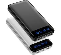 Enerwow Power Bank, 2 batterie esterne da 16000 mAh, 3 A, ricarica rapida, caricatore portatile con display LCD, piccola batteria esterna Aaber Stark per telefono cellulare con iPhone 15 14 13 12 Pro