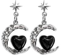 ENERYOO Y2K, orecchini a forma di cuore rosa con luna crescente celeste, graziosi orecchini a perno a forma di stella e texture lavica, orecchini alla moda, regalo di Natale per donne, 1.37in, Resina