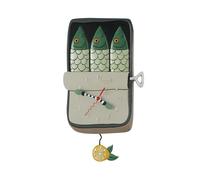 Enesco Allen Designs Feeling Salty Tin of Sardines - Orologio da parete a pendolo scolpito, 33 cm, multicolore