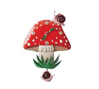 Enesco Allen Designs Fun-Guy - Orologio da parete a pendolo scolpito con funghi e lumache, 29 cm, multicolore