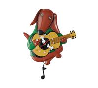 Enesco Allen Designs Orologio da parete a pendolo scolpito con cane Barkoustic che suona la chitarra, 31 cm, multicolore