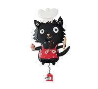 Enesco Allen Designs Orologio da parete a pendolo scolpito con gatto che indossa cappello da chef, zampe di zucchero, 32 cm, multicolore