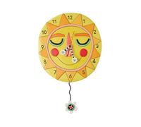 Enesco Allen Designs - Orologio da parete a pendolo scolpito con sole sorridente, 26 cm, multicolore
