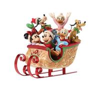 Enesco Disney Traditions by Jim Shore - Statuetta di Topolino e gli amici che cavalcano sulla slitta, 20 cm, multicolore