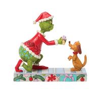 Enesco Dr. Seuss Grinch di Jim Shore che dà a Max un osso con un fiocco, 15 cm, multicolore