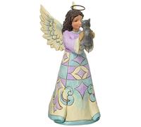 ENESCO Jim Shore Heartwood Creek Pint Sized Angel with Kitten Figurine 5 in Statuetta, Light Blue, Lavendar, Grey