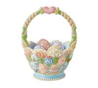 Enesco Jim Shore Heartwood Creek - Set di 5 statuette con cestino pasquale annuale e uova di Pasqua, in resina, realizzate a mano, da collezione, statuette pasquali decorative per la casa, 21 cm