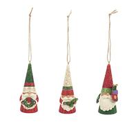 Enesco Jim Shore Heartwood Creek - Set di gnomi natalizi da appendere, 8 cm, multicolore