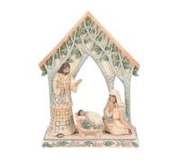 Enesco Jim Shore Heartwood Creek White Woodland Holy Night of Wonder Mini Famiglia con Creche Figurine, 20 cm, resina di pietra, set di 4