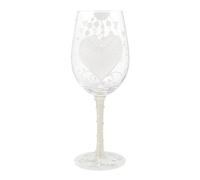 Enesco Lolita Designs - Bicchiere da vino artigianale dipinto a mano, con scritta Wedding Bride Two Hearts, 450 ml, multicolore